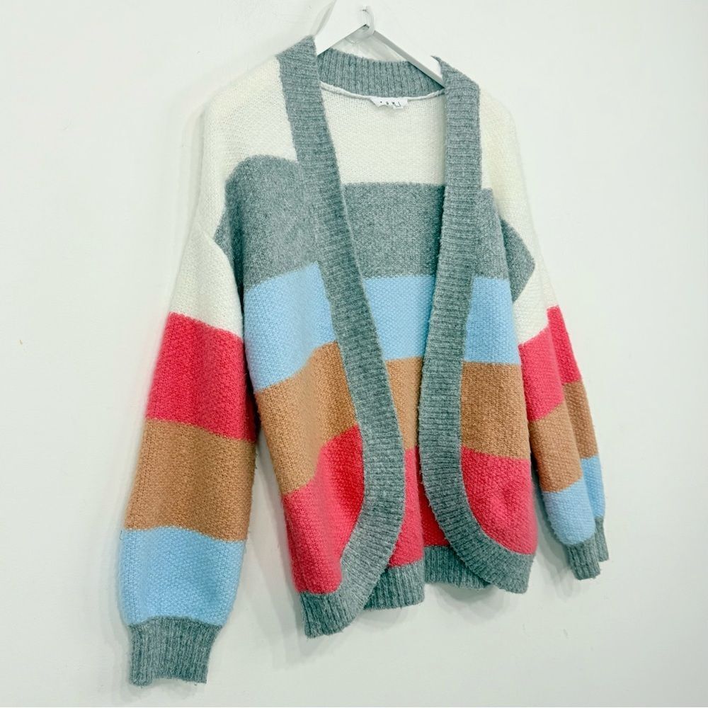 Thml Blue Orange Color Block Stripe Open Front Fu… - image 5